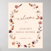 Fall Terracotta Leaf Wreath Bridal Shower Welcome