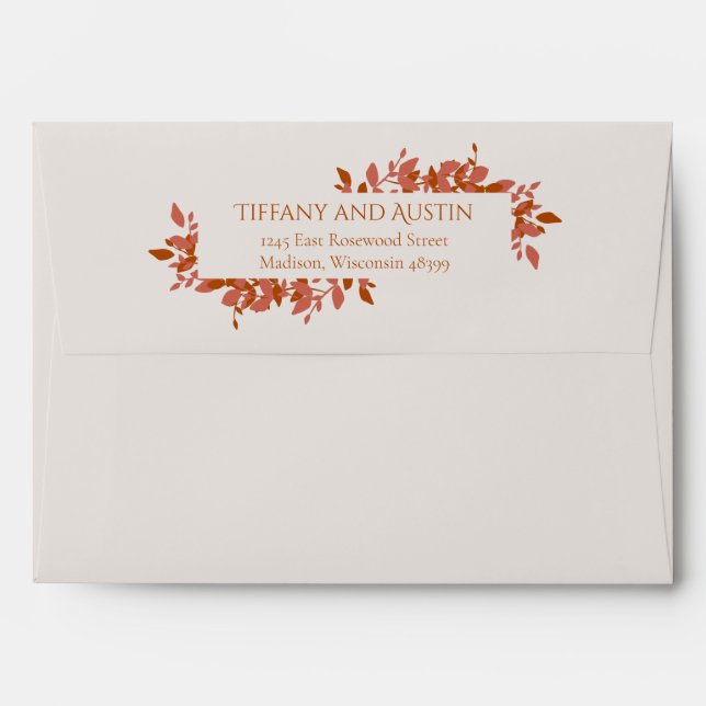 Fall Terracotta Modern Wedding Envelope (Back (Top Flap))