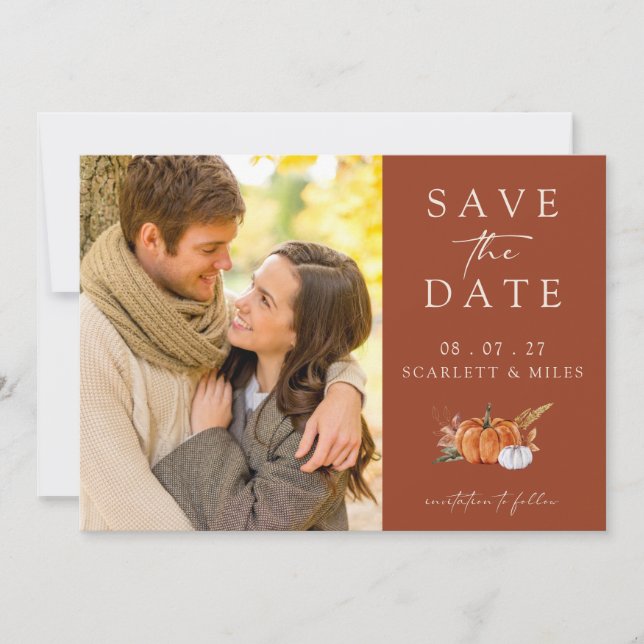 Fall Terracotta Photo Save The Date (Front)
