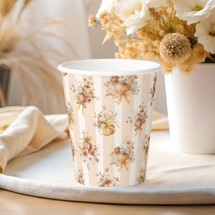 Fall Terracotta Pumpkin Floral Bridal Shower Paper Cups