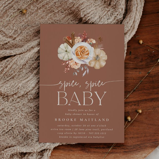 Fall Terracotta Pumpkin "Spice Spice Baby" Shower Invitation (Creator Uploaded)
