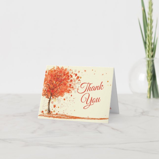 Fall Thank You Card, Fall Tree Bridal Shower Card (Front)
