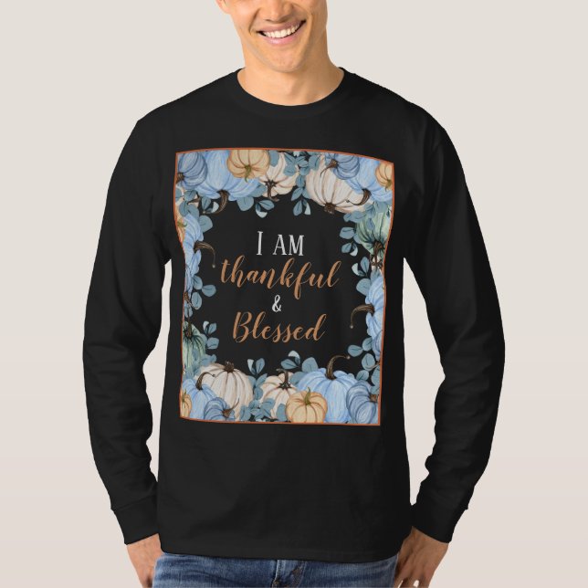 Fall Thankful and Blessed Long Sleeve T-Shirt (Front)