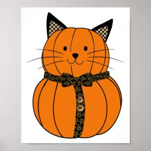 Fall Thanksgiving Cutest Pumpkin Cat Face Whiskers Poster