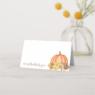 Fall Thanksgiving Flowers Pumpkin Place Card