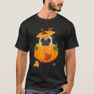 Fall & Thanksgiving For Kids Pug Dog Pumpkin & Lea T-Shirt