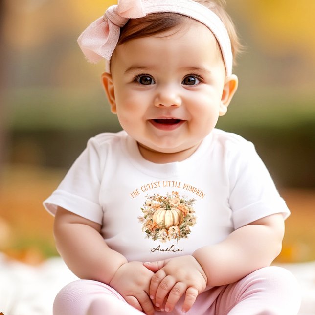 Fall Thanksgiving Little Pumpkin Girl Pastel Name Baby T-Shirt (Fall Thanksgiving Little Pumpkin Girl Pastel Name Baby T-Shirt)