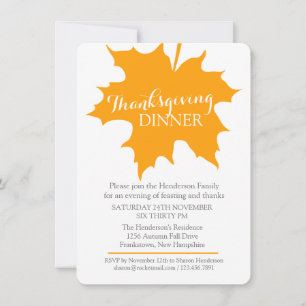 Fall thanksgiving maple leaf Dinner invitation