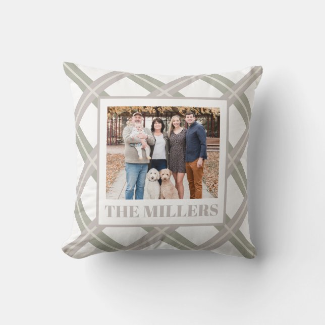 Fall Thanksgiving Plaid Personalised Photo  Cushion (Front)