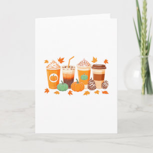 Fall Thanksgiving Pumpkin Spice Coffee Latte Autum Card