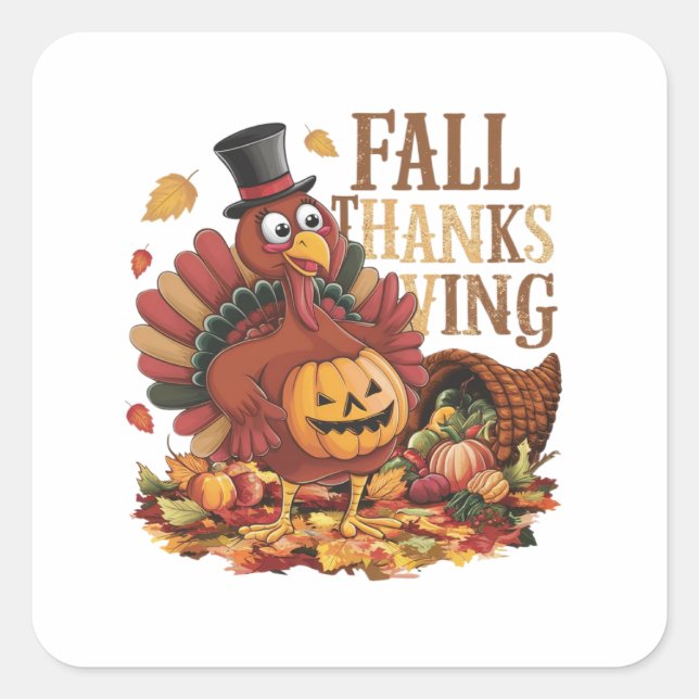 fALL THANKSGIVING Square Sticker (Front)