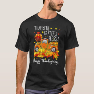 Fall Thanksgiving Turkey Pilgrim Thankful Grateful T-Shirt