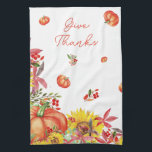 Fall Thanksgiving Watercolor Pumpkin Tea Towel<br><div class="desc">Fall Thanksgiving Watercolor Pumpkin Kitchen Towel. Matching items are available.</div>