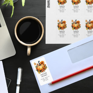 FALL THEME AUTUMN COLORS ORANGE PUMPKIN LABEL