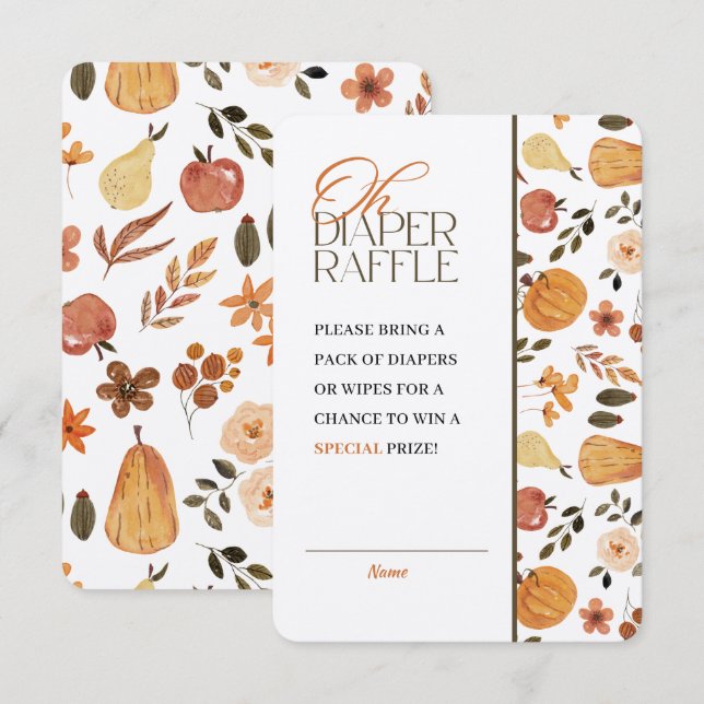 Fall Theme Baby Shower Diaper Raffle Invitation (Front/Back)