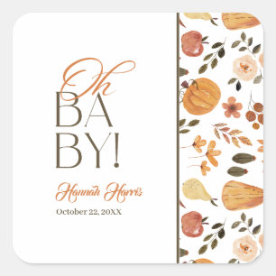 Fall Theme Baby Shower Square Sticker
