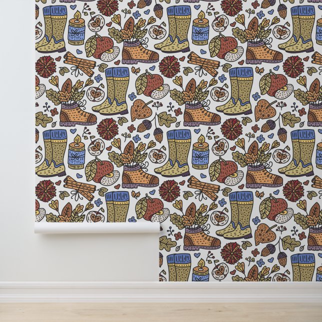 Fall Theme Country Look Boots Apples Cinnamon Wallpaper (Application)