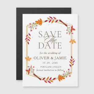 Fall Theme Wedding Save the Date Magnetic Card