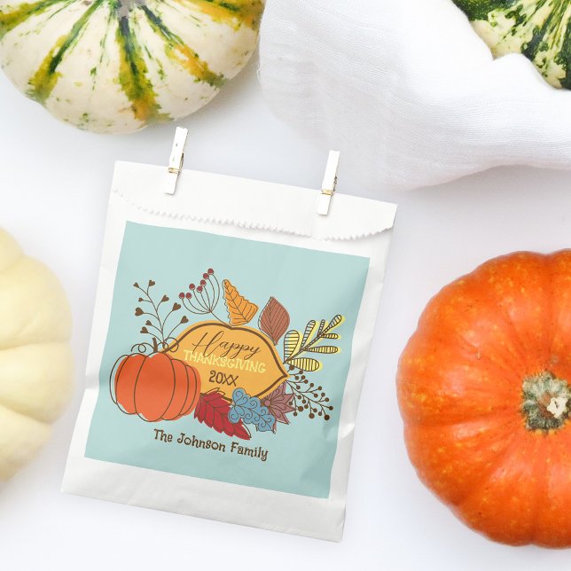 Fall-Themed Leaves Berries Pumpkin Thanksgiving  Favour Bag (Creator Uploaded)