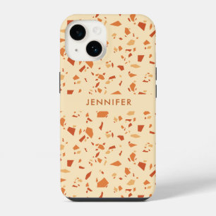 Fall Themed Terrazzo Pattern Personalised iPhone 14 Case
