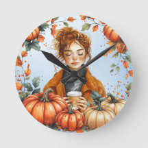 Fall themed Wall Clock