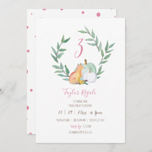 Fall Themed Woodland Birthday Party Invitation
