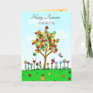 Fall Thinking of You Autumn Leaves Let's Catch Up Card