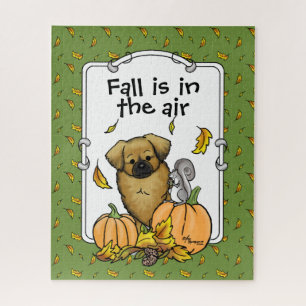 Fall Tibetan Spaniel (Brown) Dog Pumpkins Cute Jigsaw Puzzle