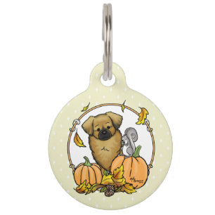 Fall Tibetan Spaniel (Brown) Dog Pumpkins Cute Pet Tag
