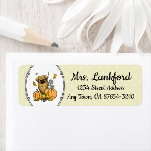 Fall Tibetan Spaniel (Brown) Dog Pumpkins Cute Return Address Label