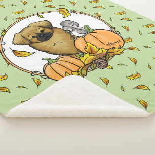 Fall Tibetan Spaniel (Brown) Dog Pumpkins Cute Sherpa Blanket