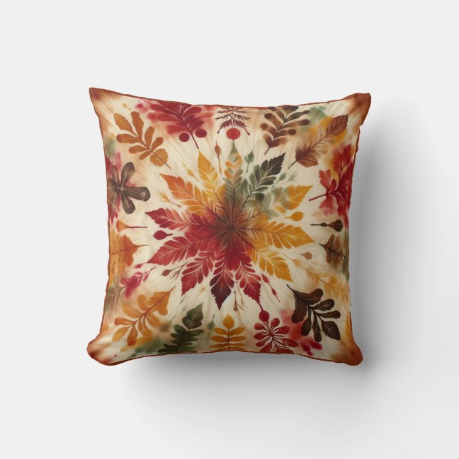Fall / Tie Dye /  Bullseye Leaves Cushion (Front)