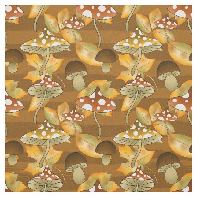 fall tiled mushroom pattern fabric (Swatch)