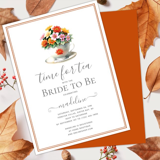 Fall Time for Tea Bride to Be Bridal Shower  Invitation (Creator Uploaded)