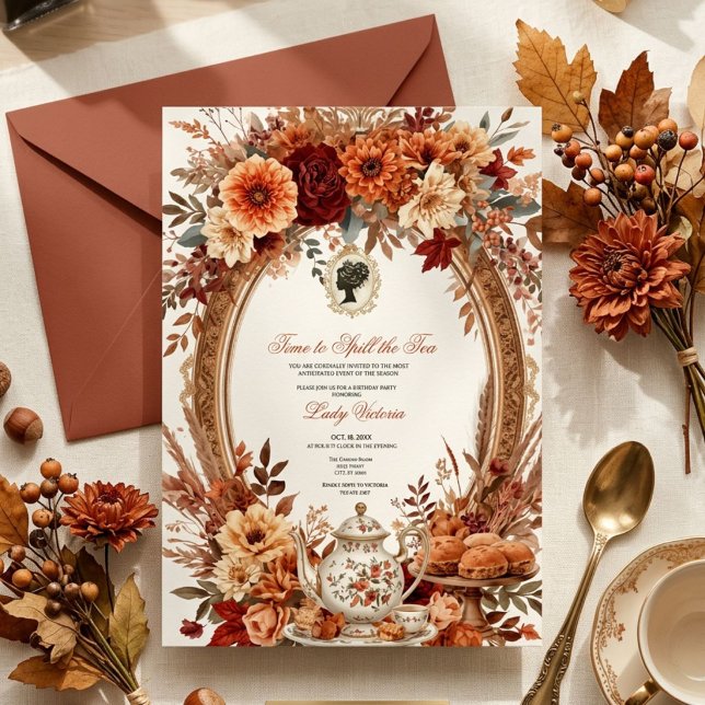 Fall Time to Spill the Tea Bridal Shower Invitation (Creator Uploaded)