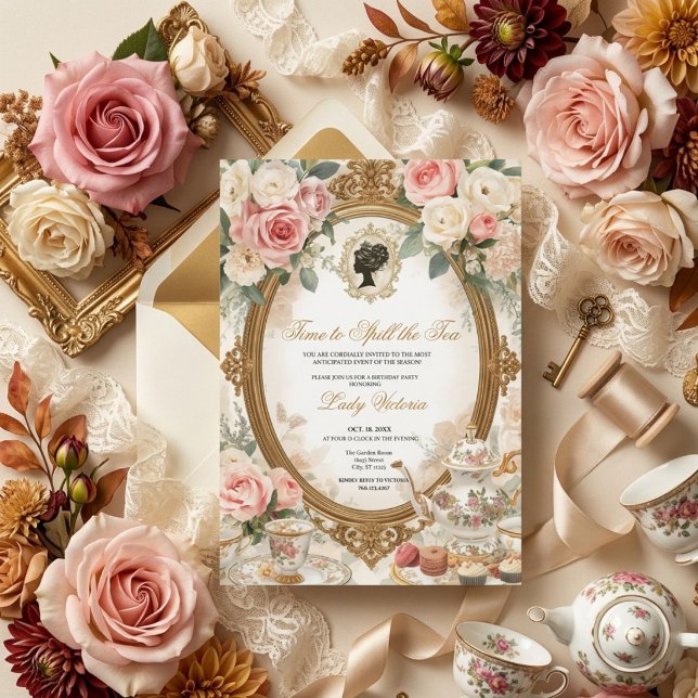 Fall Time to Spill the Tea Bridal Shower Invitation (Creator Uploaded)
