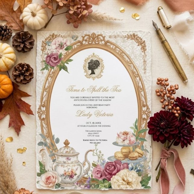 Fall Time to Spill the Tea Bridal Shower Invitation (Creator Uploaded)