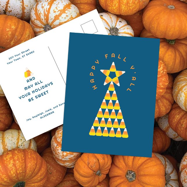 Fall to Christmas Postcard Teal – Candy Corn Tree (Creator Uploaded)
