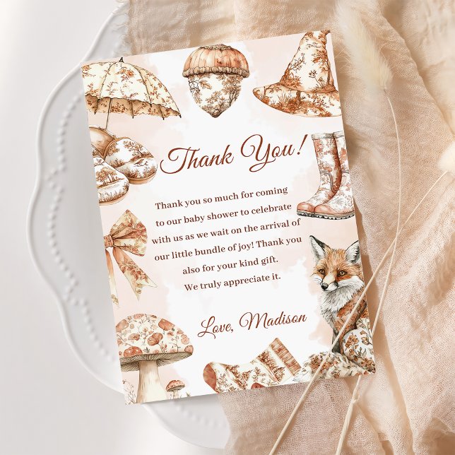 Fall Toile De Jouy Woodland Thank You Card  (Creator Uploaded)