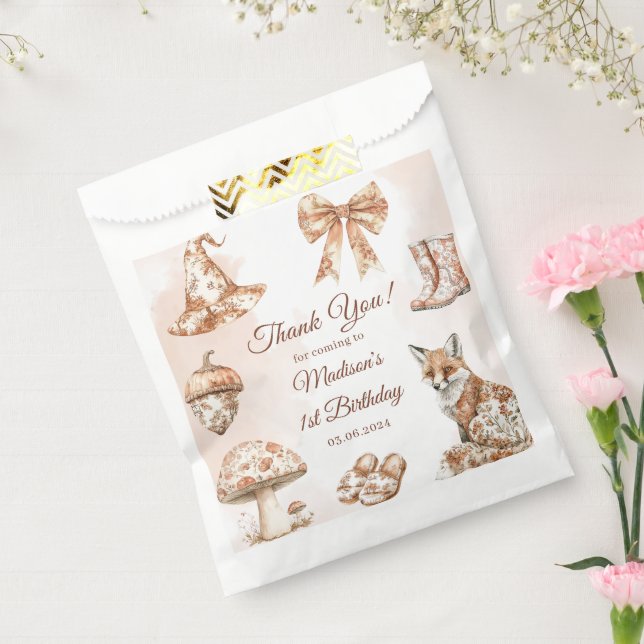 Fall Toile De Jouy Woodland Theme Birthday Party Favour Bag (Sealed)