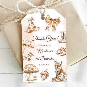 Fall Toile De Jouy Woodland Theme Birthday Party Gift Tags