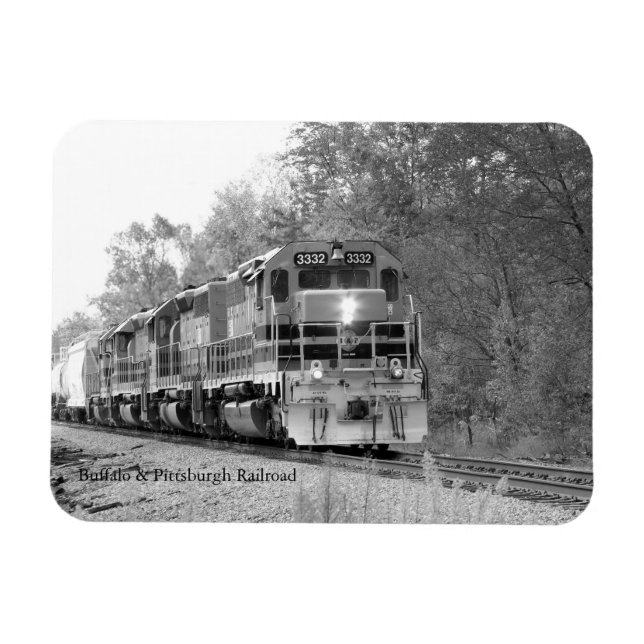 Fall Train B&W Autumn Scene Souvenir Fridge Magnet (Horizontal)
