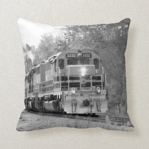 Fall Train in Black and White Cushion