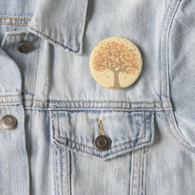 Fall tree 6 cm round badge (In Situ)