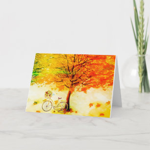 Fall tree and bike card