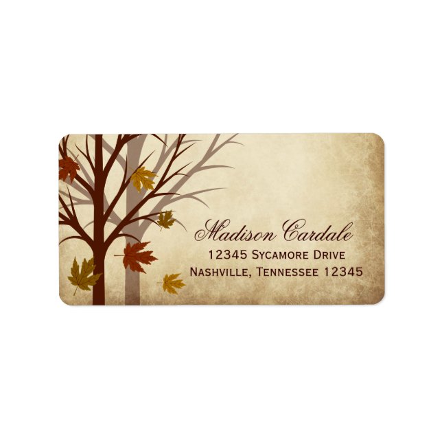 Fall Tree Autumn Wedding Return Address Labels (Front)
