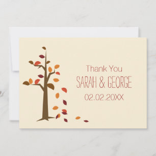 fall tree, autumn wedding Thank You cards