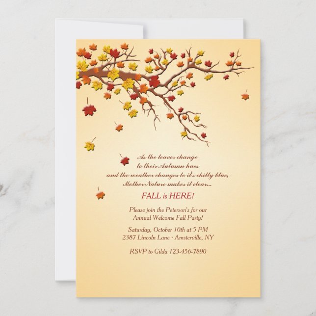 Fall Tree Branch Invitation (Front)