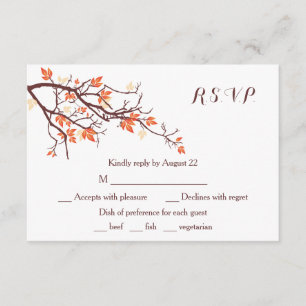 Fall Tree Branch Wedding RSVP Card