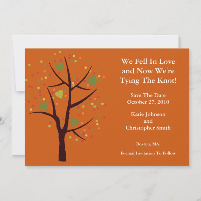 Fall Tree Fell in Love Save The Date Announcement (Front)
